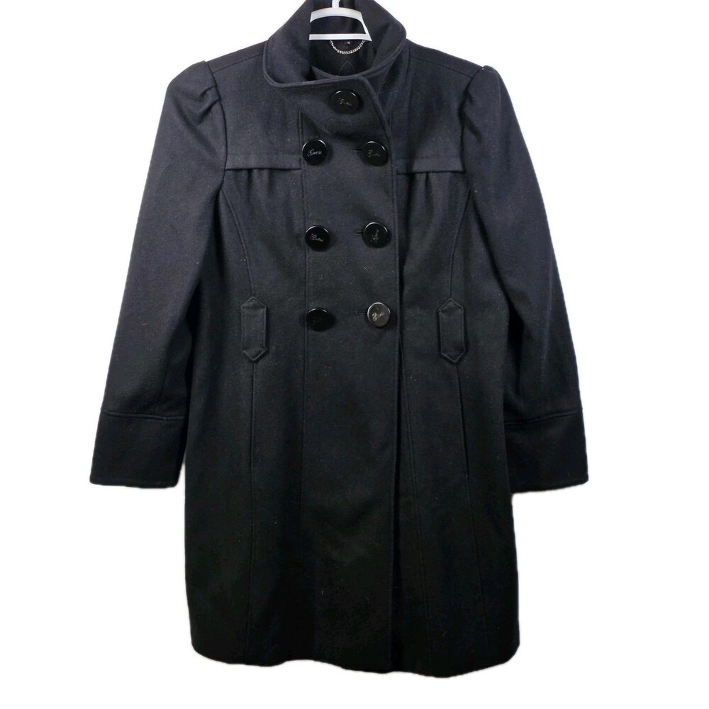 VTG Guess Women's XL Classic Military Style Black Wool Blend Coat